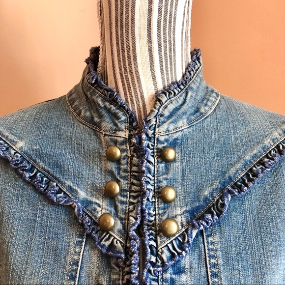 Wrangler Jackets & Blazers - Vintage | Wrangler Military Denim Jacket/Shirt Ruffled